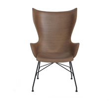 K/Wood stolen i mørk finer m. sorte ben designet af Philippe Starck for Kartell